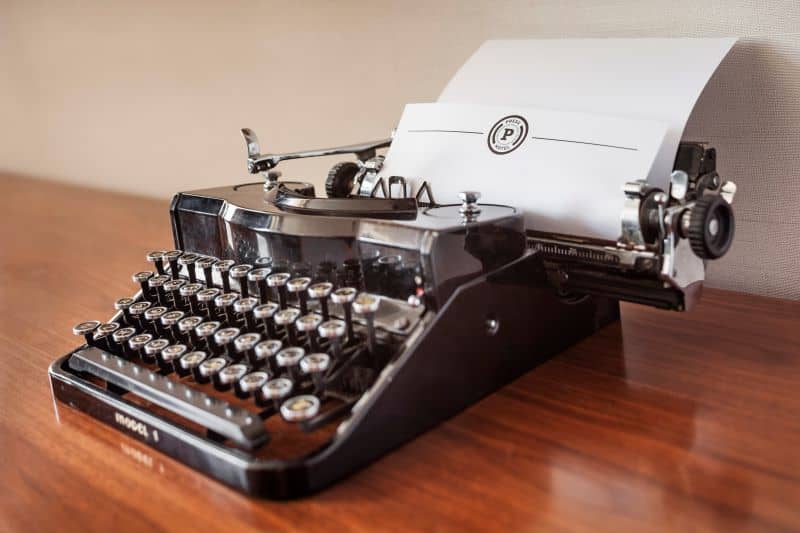 Antique typewriter with hotel letterhead
